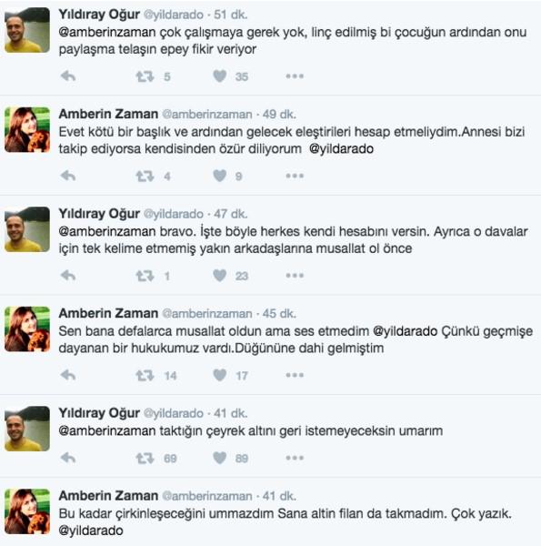 Yıldıray Oğur, Amberin Zaman'la Twitter'da tartıştı