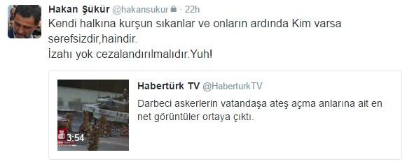 FETÖ'cü Hakan Şükür tweet attı