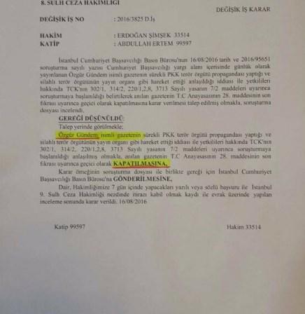 Özgür Gündem kapatıldı