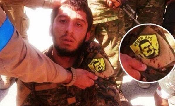 YPG'li teröristin üzerindeki Öcalan arması