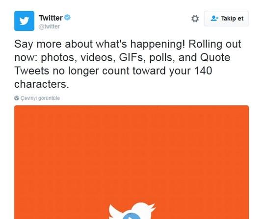 Twitter'dan 140 karakter yeniliği