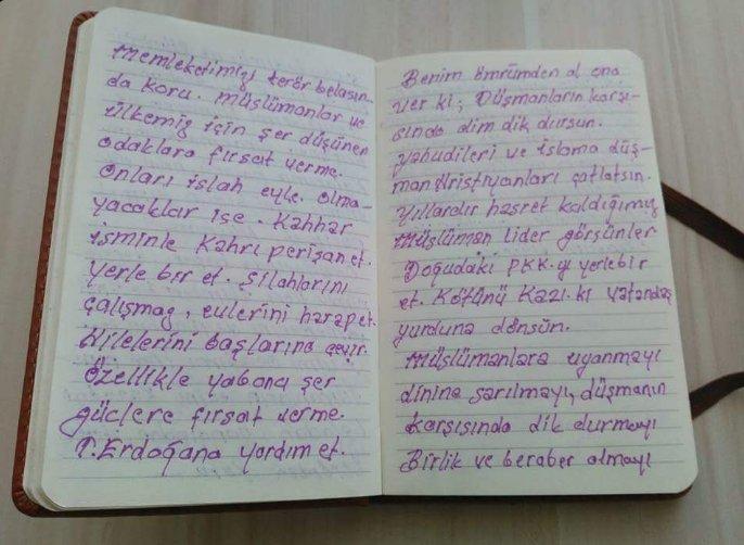 15 Temmuz şehidinin yazdığı dua