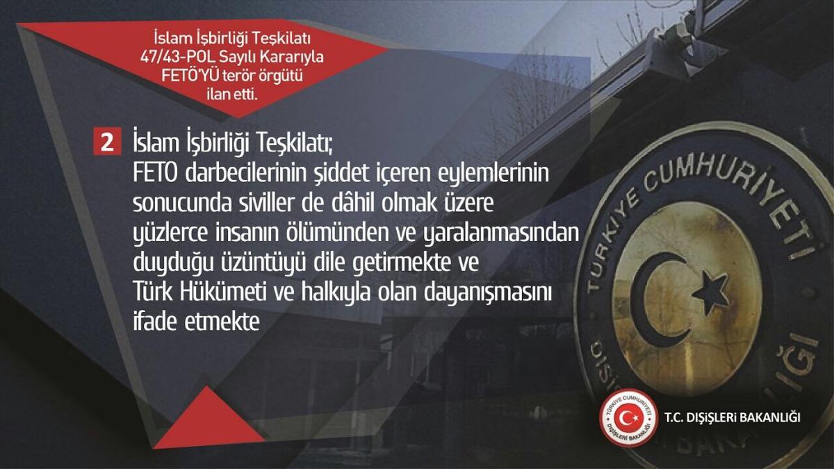 İslam İşbirliği Teşkilatı FETÖ'yü terör örgütü ilan etti