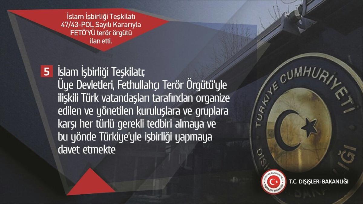 İslam İşbirliği Teşkilatı FETÖ'yü terör örgütü ilan etti