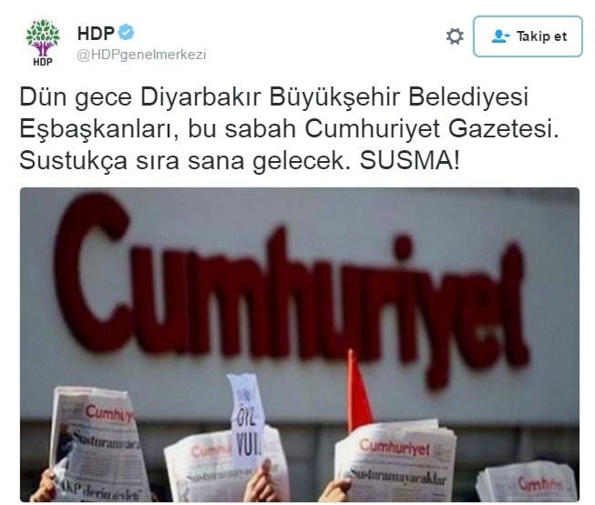 HDP, Cumhuriyet'e sahip çıktı