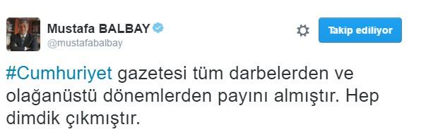 Mustafa Balbay Cumhuriyet gazetesine destek verdi