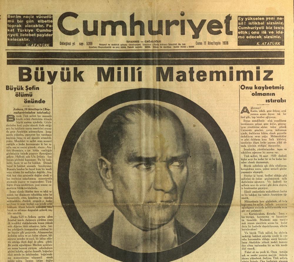 11 Kasım 1938’in gazete manşetleri