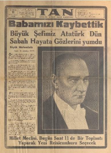 11 Kasım 1938’in gazete manşetleri