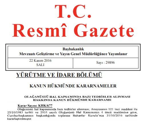 Yeni KHK (677) ile ihraç edilen isimlerin tam listesi - Resmi Gazete