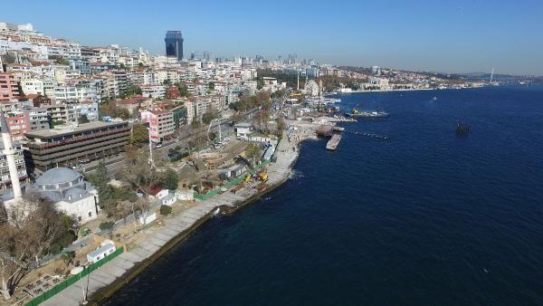 İstanbul Kabataş sahilinde iskeleler ortaya çıkıyor