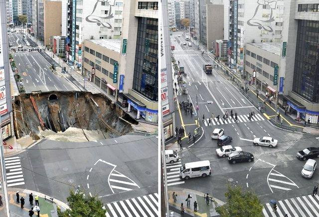 Japonya'daki yol tekrar çöktü
