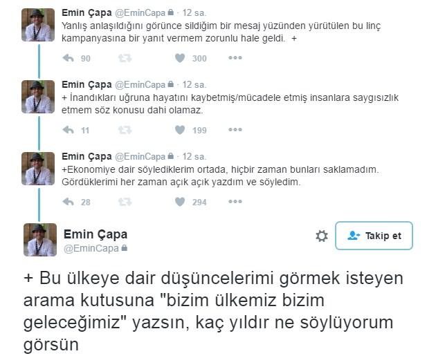 Emin Çapa özür bile dilemeden 'yanlış anlaşıldım' dedi
