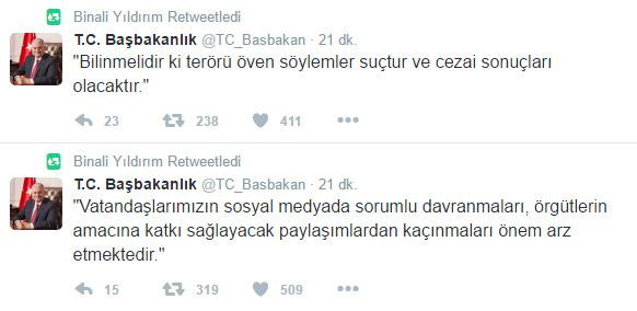 Başbakan Yıldırım'dan sosyal medya uyarısı
