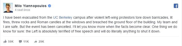 Trump karşıtları Berkeley kampüsünü dağıttı