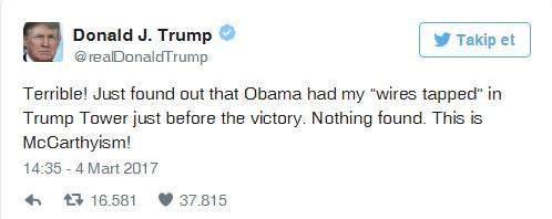 Trump: Obama telefonlarımı dinlettirdi