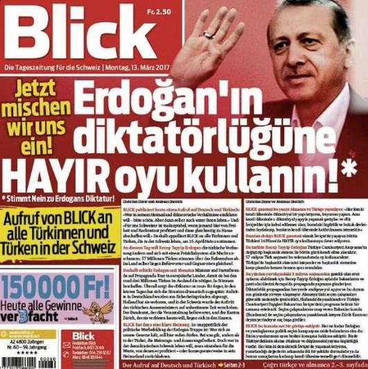 İsviçre gazetesi Blick haddini aştı