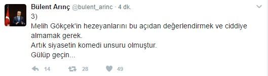 Bülent Arınç'tan Melih Gökçek'e cevap