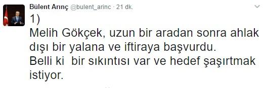 Bülent Arınç'tan Melih Gökçek'e cevap