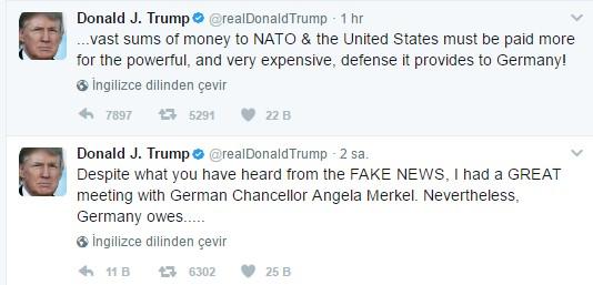Trump: Merkel'le harika bir görüşme yaptım