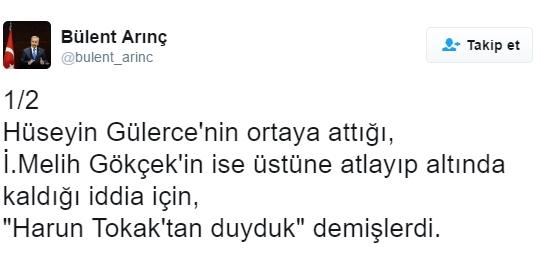 Bülent Arınç FETÖ'cü Tokak'ı şahit gösterdi