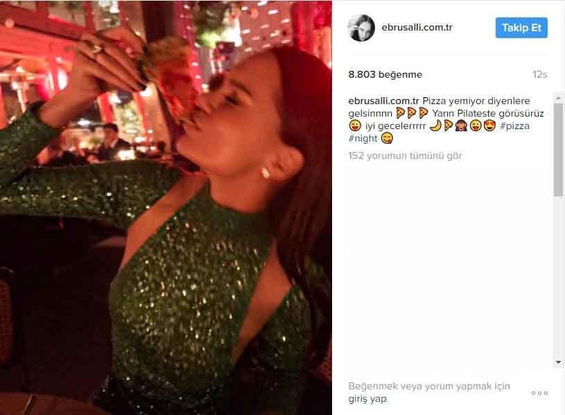 Ebru Şallı pizza paylaşımıyla dikkat çekti