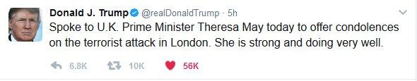 Trump'tan May'e taziye mesajı