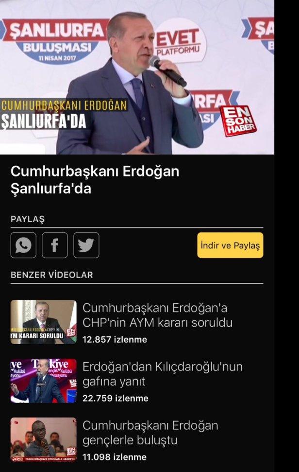 Ensonhaber iPhone uygulamasının indir paylaş özelliği