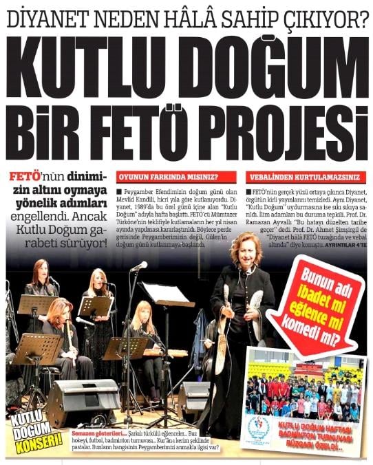 Türkiye gazetesi: Kutlu Doğum FETÖ projesi