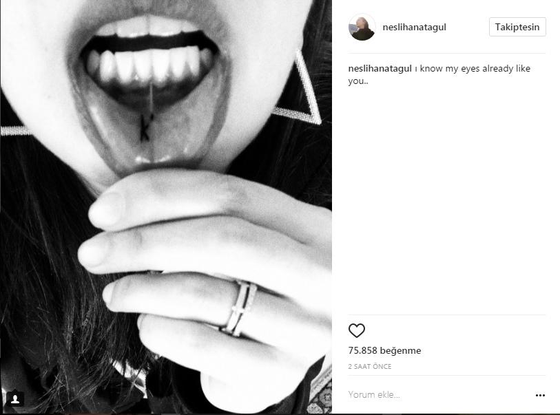 Neslihan Atagül dudağının içine dövme yaptırdı