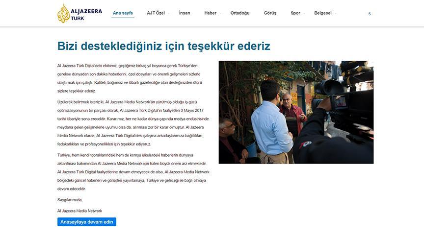 Al Jazeera Türk yayın hayatına son verdi