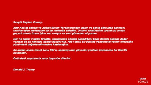 Trump'ın, FBI Başkanı Comey'i kovma nedeni
