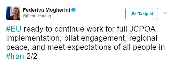 Mogherini, Ruhani’nin zaferini kutladı