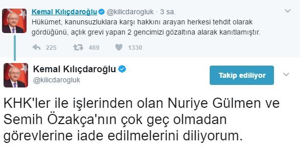 Kılıçdaroğlu açlık grevindekiler için çağrıda bulundu