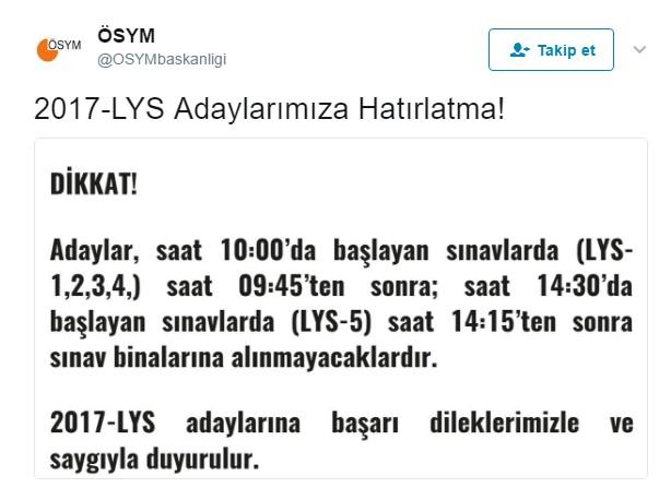 LYS'ye geç kalanlar
