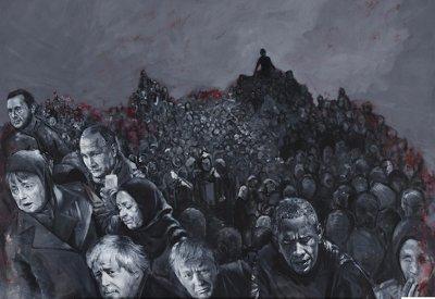 Suriyeli sığınmacı dünya liderlerini mülteci olarak çizdi