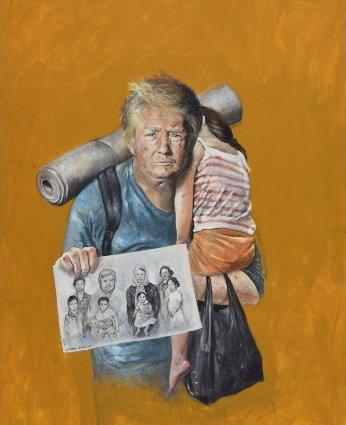 Suriyeli sığınmacı dünya liderlerini mülteci olarak çizdi