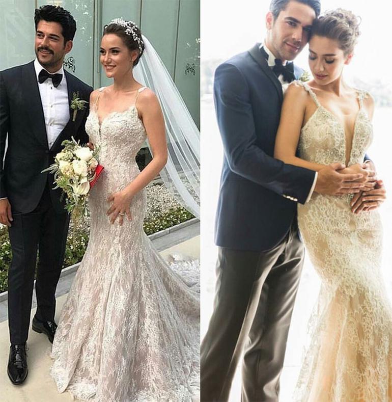 Fahriye Evcen ve Neslihan Atagül'ün gelinlik benzerliği