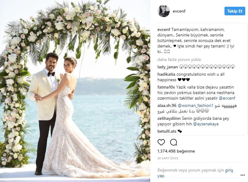 Fahriye Evcen'den düğün sonrası ilk paylaşım