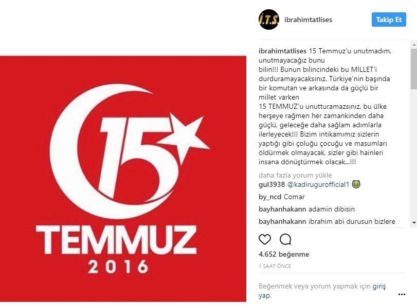 İbrahim Tatlıses'in 15 Temmuz paylaşımı