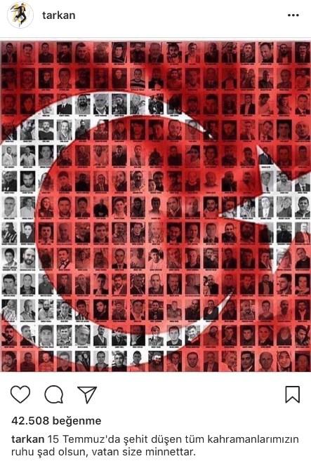 Tarkan, 15 Temmuz şehitlerini andı