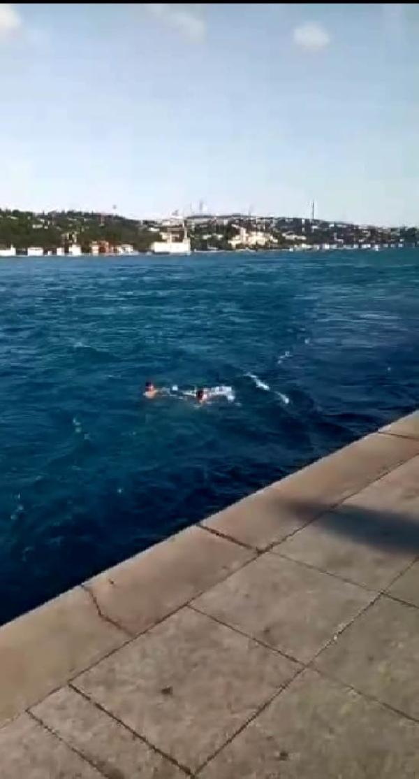 Kameraya gülümseyerek atladığı boğaz sularından çıkamadı