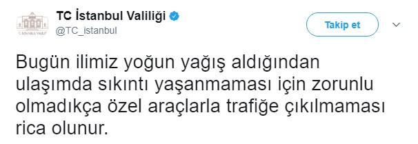 İstanbul Valiliği'nden sağanak uyarısı