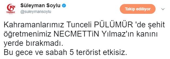 İçişleri Bakanı Soylu: Necmettin Öğretmen'in kanı yerde kalmadı