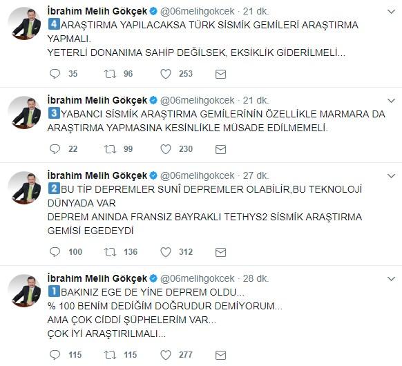 Melih Gökçek'in depremle ilgili şüpheleri var
