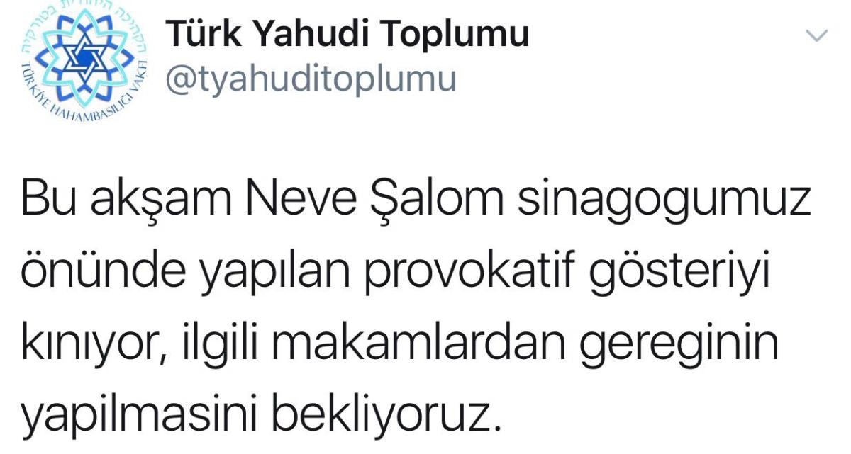 Neva Şalom Sinagogu önünde protesto