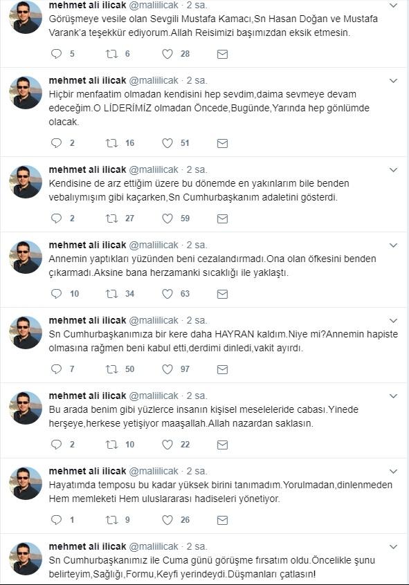 Mehmet Ali Ilıcak, randevu veren Erdoğan'a teşekkür etti