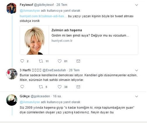 Ayşe Arman'ın haşema yazısı hatırlatıldı