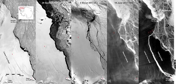 NASA kopan buz dağının görüntülerini yayınladı