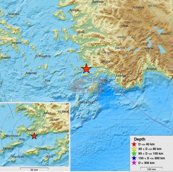 Bodrum'da 4.9 büyüklüğünde deprem