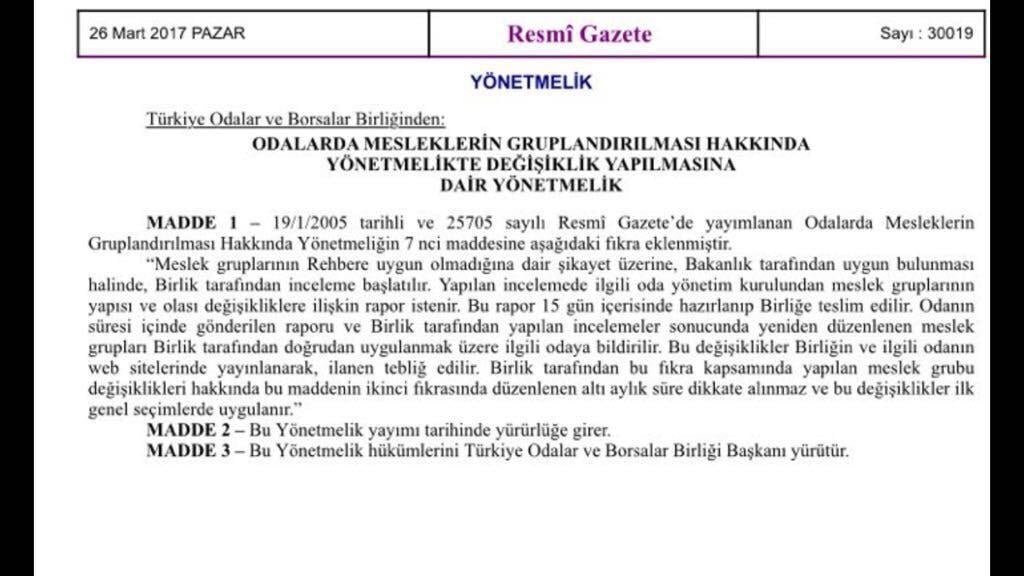 TOBB seçimlerine gölge düşürecek yönetmelik iptal